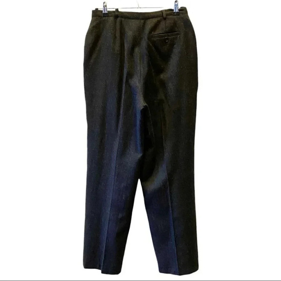 Vintage Wool Trousers High Waisted Pleated Pants Lined Charcoal Grey Size 8 - Picture 2 of 16